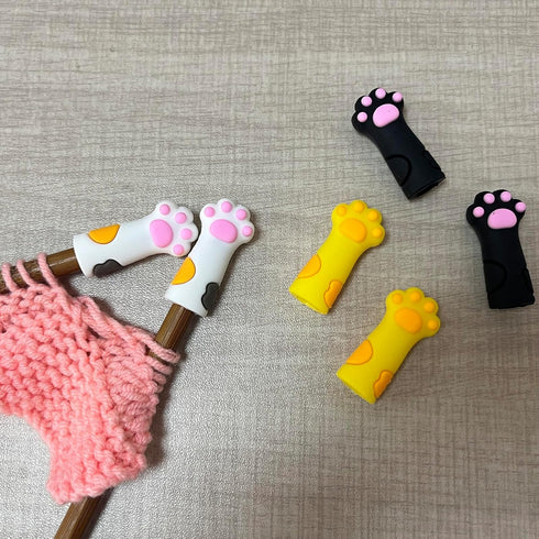 SPANSEE 6 PCS Cat Paw Knitting Needles Stoppers, Knitting Needle Point Protectors, Stitch Stopper, Needle Minder, Knitting Accessories, Knitting S...