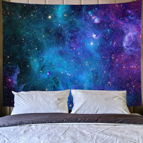 Lahasbja Galaxy Tapestry Blue Starry Sky Universe Space Tapestries Wall Hanging Mysterious Nebula Stars Backdrop for Living Room Dorm...