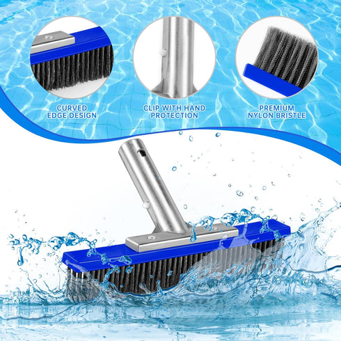 Heavy Duty Pool Brush Head?10-inch Metal Pool Brushes Head with Stainless Steel Wire Bristles & Aluminium Back for Remove Calcium Buildup, Rust St...