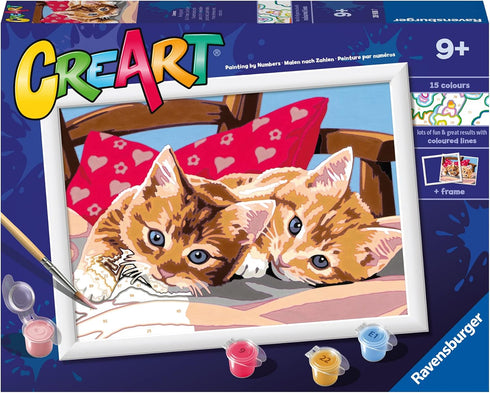 Ravensburger CreArt Two Cuddly Cats Paint by Numbers Kit for Kids - Painting Arts and Crafts for Ages 9 and Up...