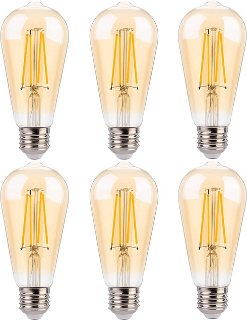 FLSNT 40W Equivalent LED Edison Bulbs with Amber Glass, 4W ST19 Dimmable Vintage LED Light Bulbs for Pendant Light, 90+ High CRI, 2200K Warm White...
