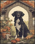 Posterizer 1 pcs- Black and white dog standing in its doghouse-Art for Animal Lovers-Floral Botanical Art- Gift for Men Women Teens-Decor for Bedr...