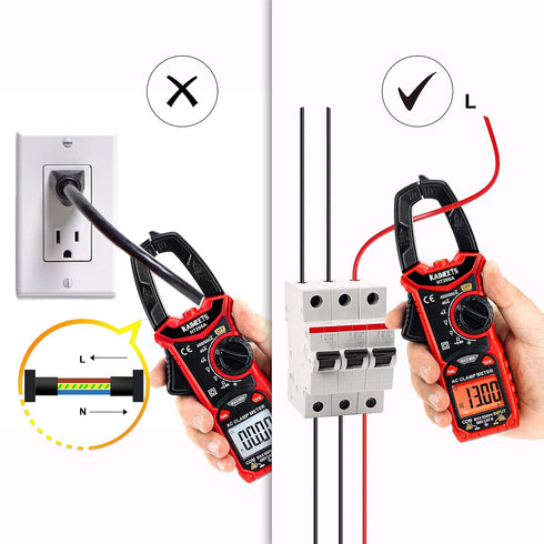 KAIWEETS HT206A Clamp Meter Multimeter TRMS 4000 Counts, Auto-ranging Amp Voltage Tester with Backlight, Measures AC Current, AC/DC Voltage, Capac...
