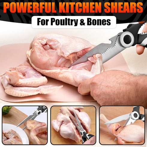 Kitchen Shears for Food Heavy Duty – Kitchen Scissors All Purpose with Cover, 2CR13 Stainless Steel Blades, Rust-Resistant Utility Scissors with B...
