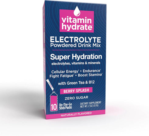 Vitamin Hydrate Electrolyte Powdered Drink Mix, Super Hydration, Boost Stamina & Fights Fatigue, Bursting with Electrolytes, Vitamins & Minerals, ...
