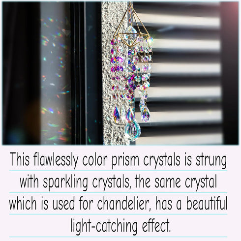 Crystal Suncatchers Hanging Wind Chime Style Garden Suncatcher Rainbow Maker Handmade Gold Plated Suncatcher...