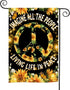 Hippie Sunflower Garden Flag Double Sided 12Wx18L Inch Imagine All The People Living Life in Peace Flag Positive Quotes Small Vertical Yard Flag f...