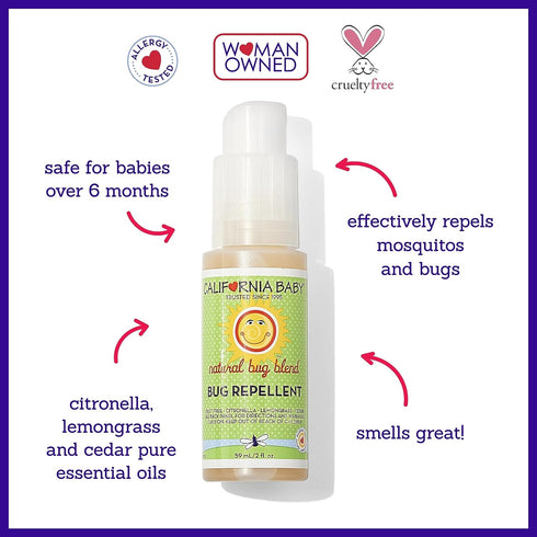 California Baby Natural Bug Repellent Spray | Citronella Bug Spray | DEET-Free | Repels Mosquitoes + Bugs | Allergy Friendly | Great Smell | Baby ...