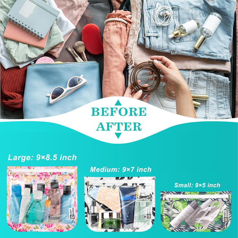 TSA Approved Toiletry Bag,Set of 3 Clear Diaper Bag Organizing Pouches Waterproof Quart Size Travel Pouch Set,Multi-purpose Diaper Organizer for M...