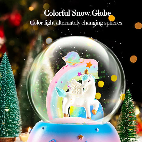 Unicorn Snow Globe for Kids, VECU Snow Globe with Music Perfect Unicorn Music Box for Girls, Granddaughters Babies Birthday ( Manual Snow Drift)...