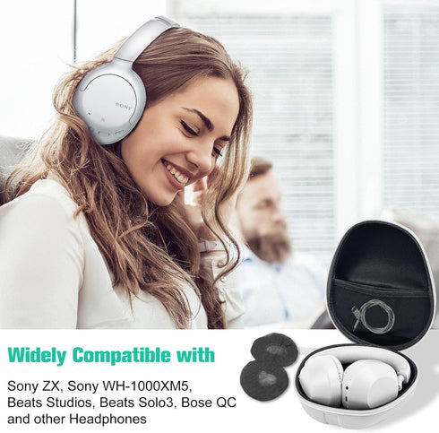 ProCase Hard Headphone Case Travel Bag for Sony WH-1000XM4, Beats Solo3, Bose QC, Hardshell EVA Carrying Case Headset Case with 2 Dust Covers - Gr...