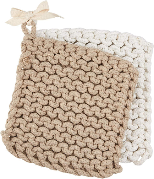 Mud Pie Crocheted Pot Holders, Taupe (8"" x 8""")...