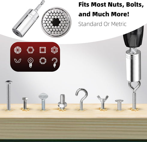 Gifts for Men Super Universal Socket Tools Gifts for Dad Fathers Day from Kids Son Daughters Wife Power Drill Adapter Cool Gadgets for Men Birthda...