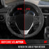 Motor Trend GripDrive Faux Black Leather Steering Wheel Cover for Car Truck Van SUV, Small 14 inch Size, Solid Black Stitched Car Steering Wheel C...