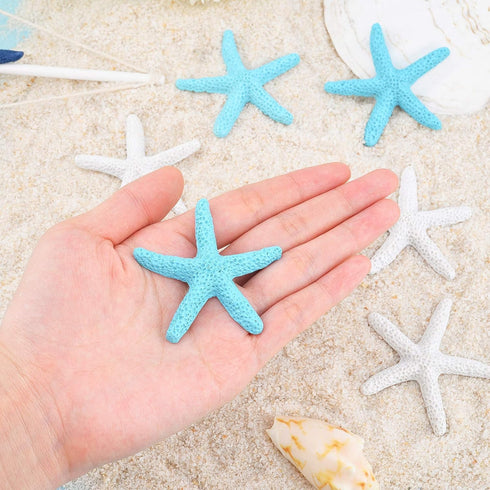 PH PandaHall 2.2 Inch Pencil Finger Starfish, 16pcs Starfish Ornaments Resin Nautical Coastal Beach Ocean Flatback Ornaments for Beach Wedding Par...