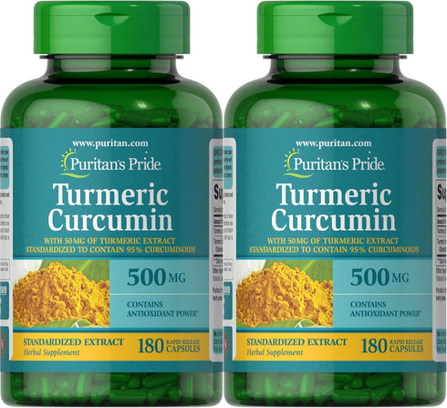 Puritan's Pride Turmeric Curcumin 500 Mg Contains Antioxidants, 180 Count (Pack of 2), Total 360 Count...