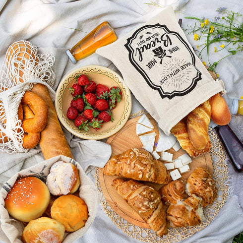 8 Pcs Large Linen Bread Bag for Homemade Bread Reusable Bread Container and Saver Drawstring Bread Storage Bags Unbleached Bread Storage Container...