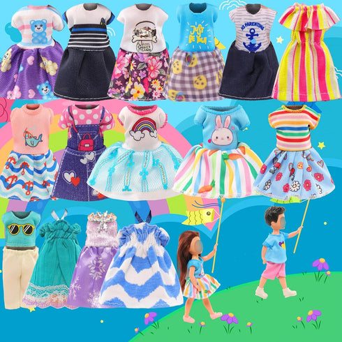 Miunana 21 PCS 5.3 Inch Girl Doll Clothes Dress Outfits and Shoes for Girl Doll Clothing with 4 Pairs of Shoes for 4-6 Inch Girl Dolls Clothes and...