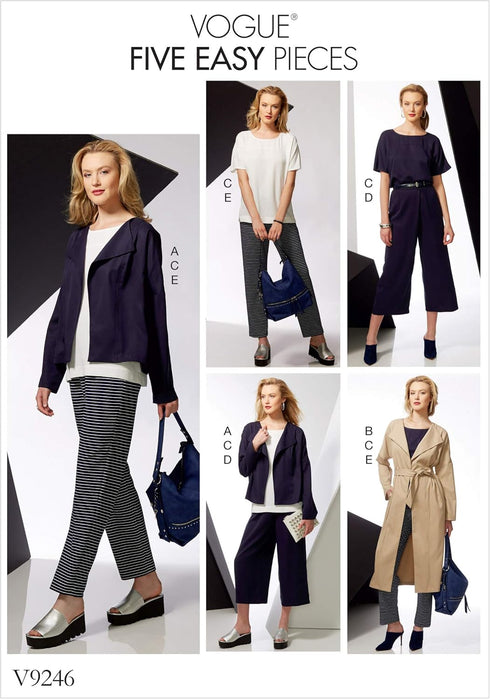 Vogue Patterns V9246 Misses' Drop-Shoulder Jackets, Belt, Top with Yokes, and Pull-On Pants Sewing Pattern, Size ZZ (LRG-XLG-XXL)...