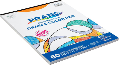 Prang (Formerly Art Street) Drawing & Color Paper Pad, White, Beginner Weight, 9" x 12", 60 Sheets...