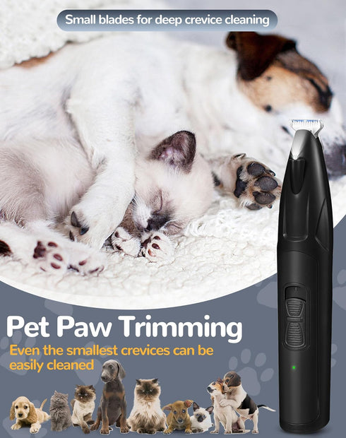 Dog Clippers for Grooming, 2 Speed Dog Paw Trimmer with LED Light, Rechargeable Low Noise Pet Shaver for Trimming Dogs Cats Hair Around Paws, Eyes...
