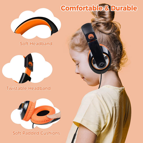 rockpapa Comfort+ Kids Headphones with Microphone and Volume Control, Boys Girls Student Over-Ear Headphones Wired for School Classroom Laptop PC ...