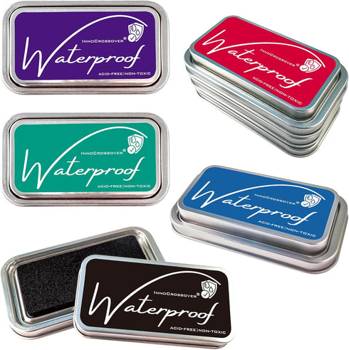 Ink Pads for Rubber Stamps, Rubber Stamps Pads- Permanent, Waterproof, Stamp Pads for Card Making, Scrapbooking Supplies, Christmas Ink Stamps, Ha...