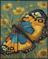 Posterizer 1 pcs- yellow and blue butterfly on wild white flowers-Art for Animal Lovers-Gift for Art Lovers-Living Room Bedroom Decor- unframed wa...