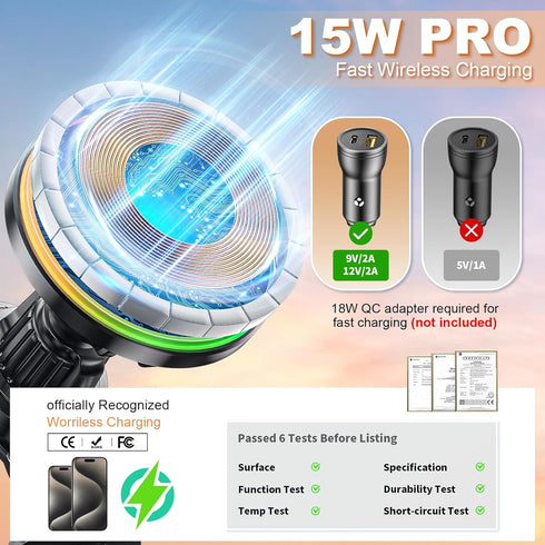 for Magsafe Car Mount Charger,15W Wireless Magnetic Car Mount Charger for iPhone 15 ProMax Plus 14 13 12?Fast Charging Carmount Magnet Car Phones ...