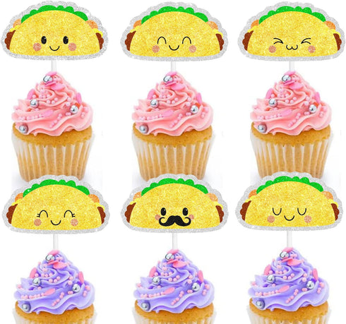 Mexico Taco Dessert Cupcake Toppers Mexican Fiesta Theme Cinco de Mayo Party Decorations - 18 Pcs Picks...
