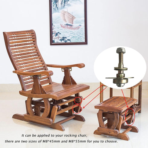 AuRiver 8 PCS Furniture Rocking Chair Bearing Connecting Piece Rocking Chair Bearing Screws Bolts Kits Furniture Connecting Accessories (M8 x 55 m...