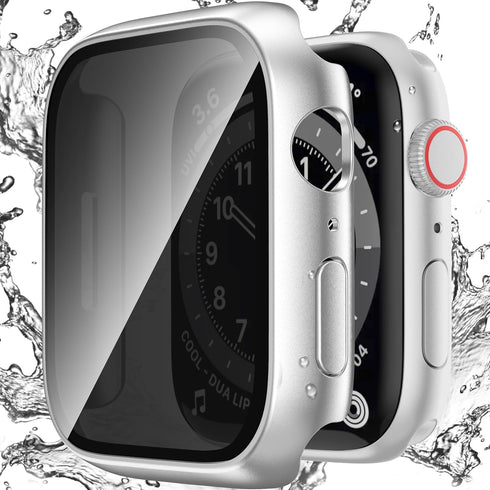 Waterproof Privacy Case Compatible with Apple Watch Series 6/5/4/SE2/SE 44mm with Anti-peep Screen Protector, iWatch Face Cover Protective Bumper ...