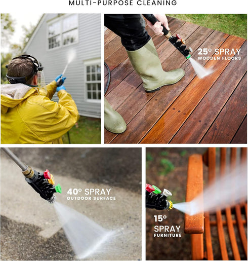 Mini Grip Quick Connect Stainless Steel Lance with Nozzle Holder and 4 Pressure Washer Nozzles - Great for Car Washing, Patio Cleaning, Exterior W...