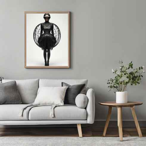 Posterizer 1 pcs-futuristic sleek woman in dark clothing 2-Abstract & Modern Art-Fantasy & Fiction Art-Gift for Women, Fashionistas, Designer Fash...