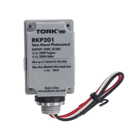 NSi Industries TORK RKP201 Outdoor 120-Volt Stem Mount Photocontrol with Light Adjustment Bar - Controls Lighting Dusk to Dawn - Compatible with I...