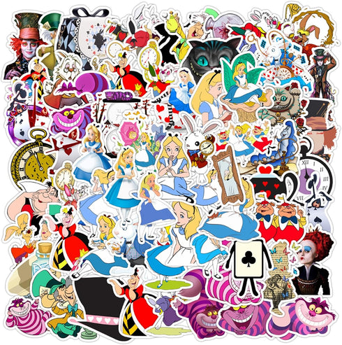 70Pcs Hot Disney Alice in Wonderland Stickers Pack for Water Bottles Cup Laptop Guitar Car Motorcycle Bike Skateboard Luggage Box Vinyl Waterproof...