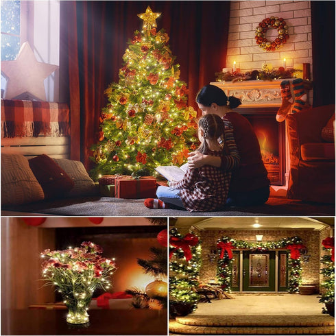 Outdoor Indoor String Lights Christmas 300LED Warm White Fairy Lights 99ft Green Wire Dimmable with Remote Control, Waterproof Fairy Light for DIY...