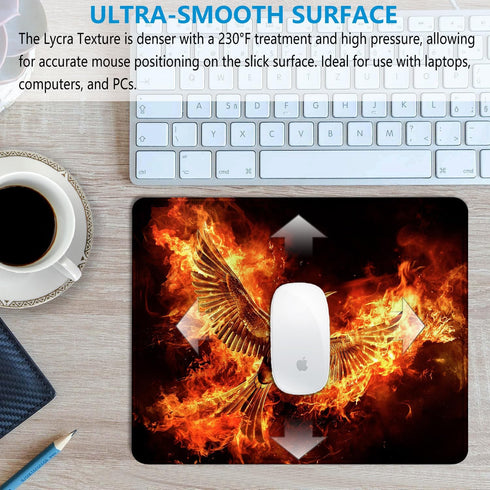 Large Mouse Pad, Cool Fire Phoenix MousePad Office Computer Laptop Mouse Pad with Stitched Edges, Non-Slip, Washable Personalized Design Art Mouse...