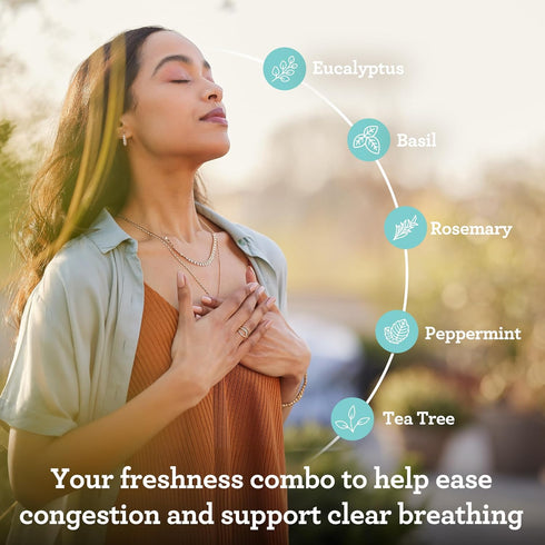 GuruNanda Breathe Essential Oil Set (Pack of 3 x 0.34 Fl Oz) - 100% Pure, Natural & Undiluted Diffuser Oils for Aromatherapy - Helps Support Clear...