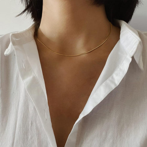 MTMY Gold Snake Chain Choker Necklace,18K Gold Plated Dainty Herringbone Necklace Delicate Fashion Choker Necklace Jewelry for Women...