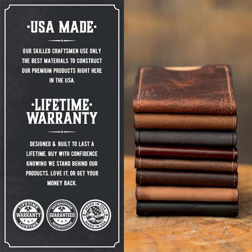 Front Pocket Slim Bifold Wallet for Men | Made in USA | Premium Full Grain Leather Men’s Wallet with Minimalist Design | Chocolate Brown...