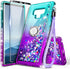 Case for Samsung Galaxy Note 9 with Screen Protector (Maximum Coverage, Flexible TPU Film), Ring Holder/Wrist Strap, Sparkle Glitter Flowing Liqui...