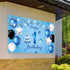 Happy 1st Birthday Backdrop Banner Blue Newborn Boys First Birthday Backdrop Photography Background for 1st Birthday Baby Shower Party Decorations...