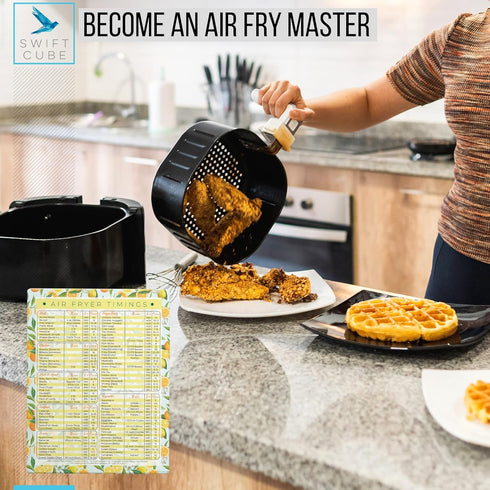 Air Fryer Magnetic Cheat Sheets, Multicooker Cheat Sheet Recipe Magnets, with Cooking Temperature, Time & Size Chart Conversion Measurement, Orang...