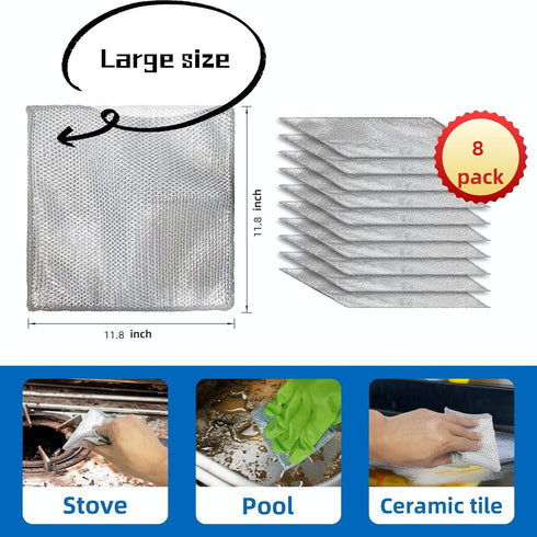 Large Size Non Scratch Steel Wire Dishwashing Rags,Substitute for Steel Wool Scrubbers,Kitchen Cleaning Cloths, Multifunctional Wire Dishcloth for...