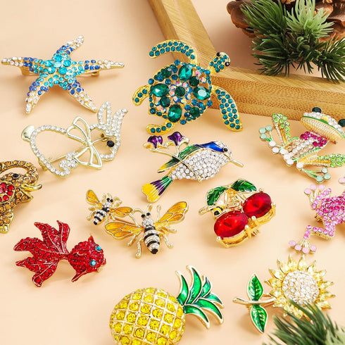 12pcs Women Brooches Bulk Set Rhinestones Crystal Animal Insect Flower Brooch Pins for Women Fashion...