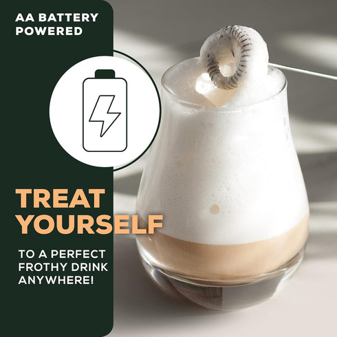 Café Casa Milk Frother for Coffee - 2 Speed Handheld, Battery Operated, Stainless Steel Drink Mixer & Mini Foam Maker - Electric Whisk for Coffee,...