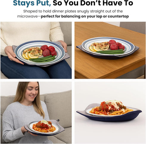 Jokari Microwave Plate Holder Cozy Heat Resistant Microwave Safe Plate Caddy Protects Hands from Hot Dishes Lap and Surface Protector for Leftover...