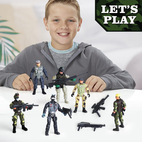 8-Pack Military Toy Soldiers Action Figures Playset, US Army Men and SWAT Team with Military Weapons Accessories for Kids Boys Girls...