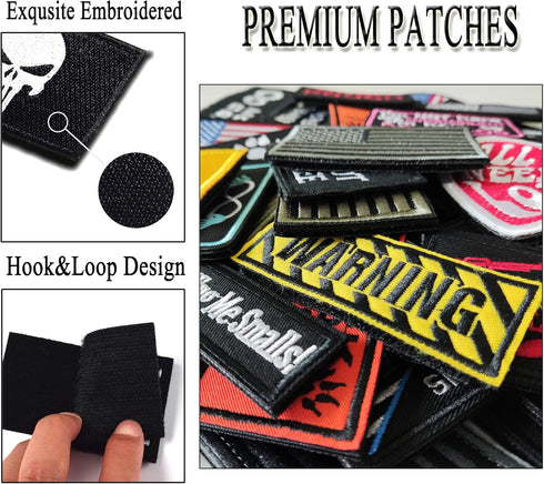 20 Pieces Random Tactical Morale Patch Bundle, Full Embroidery Loop and Hook Patches Set for Caps, Bags, Backpacks, Vest, Military Uniforms,Tactic...